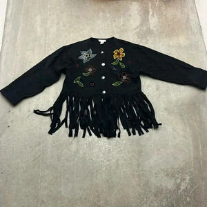 Wool blend fringe  vintage le chateau cardigan